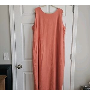Vtg Positive Attitude Shift Dress Sz 24 Maxi Linen Blend Sleeveless Peach Summer